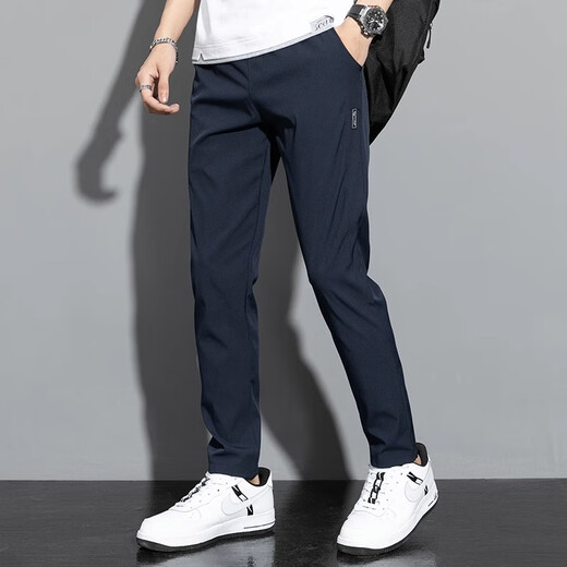 Playboy [2 pairs] Pants for men's summer ice silk thin casual pants for men's straight loose business sports work trousers Two pieces of free combination XL (120-135Jin [Jin equals 0.5 kg])