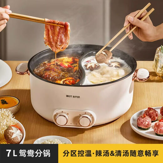 Jiuyang Jiaren electric hot pot household multi-functional mandarin duck hot pot large-capacity steaming pot dual-control electric cooking pot frying pan all-in-one electric wok Today's special offer (high power electric pot) 26cm 5L extra large size non-burning single flavor