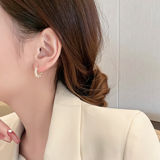 S925 Silver Needle Light Luxurious Temperament Circle Pearl Earrings 2023 New Earrings Women's Earrings Niche Design Main Image Model