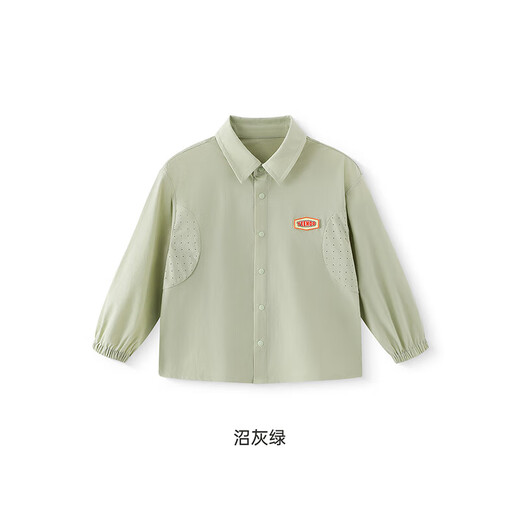 Ying's children's shirt long-sleeved summer outdoor sun protection boys POLO shirt girls sun protection clothing breathable long-sleeved shirt marsh gray green 90 cm