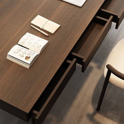 Italian light luxury desk home living room smoked wood desk simple modern Nordic double writing desk customized 120*60*75 black oak