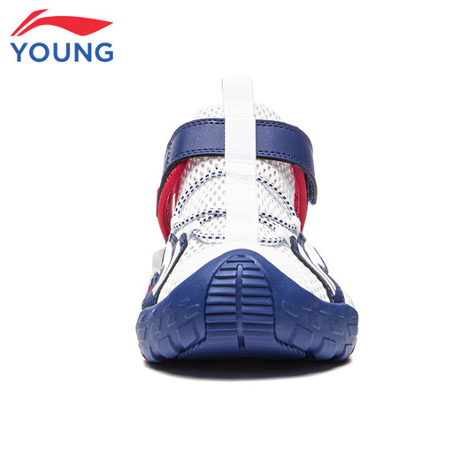 Li Ning children's shoes, children's sandals, boys and older children's summer new style Baotou soft bottom mesh breathable beach sandals standard white/picture blue 44-3 36