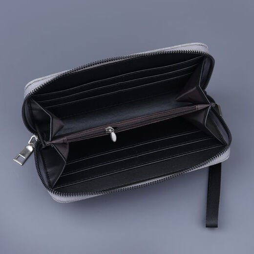 
Tuzun canvas handbag men's wallet long zipper clutch men's mobile phone bag men's large capacity wallet wristband 13802 canvas handbag black