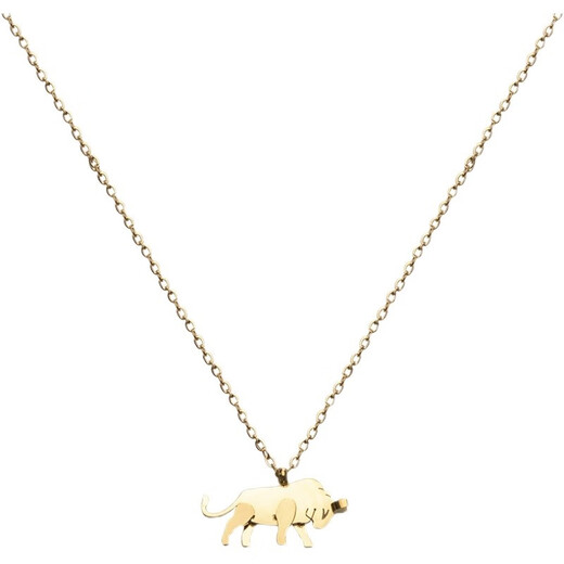 QUAMER old Phoenix gold store three-dimensional pony necklace 2024 new female niche design titanium steel 14K gold-plated ins three-dimensional pony necklace---gold