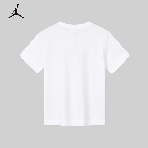 NIKE JORDAN Nike AJ boys pure cotton short-sleeved T-shirt 2025 summer new color logo children's short-sleeved pure white cotton 110/56 recommended height 104-110cm
