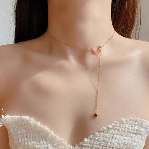 Stars and moons titanium steel necklace women ins autumn and winter sweater chain pendant clavicle chain 2025 new accessories silver