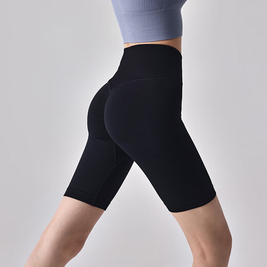 LULUUVTTOH high-waisted hip-lifting yoga pants for women, tight-fitting, slimming peach-butt fitness pants, Pilates sports cycling pants, black S (recommended 80-100 Jin Jin equals 0.5 kg)