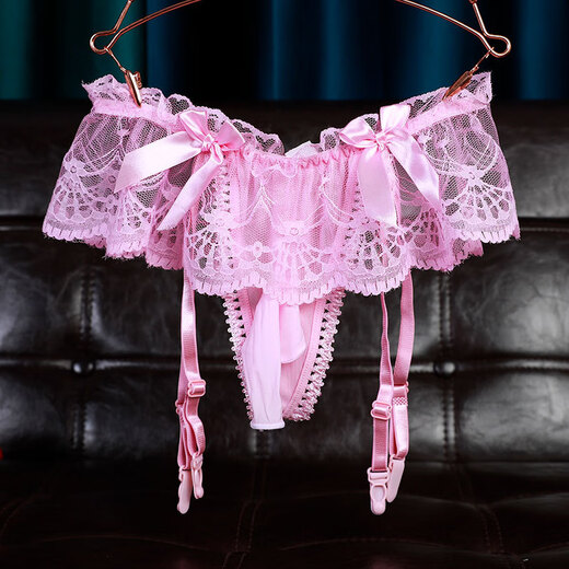 Thong men's underwear suspender one piece sexy jj set lace underwear gay low waist transparent black flying set-opening