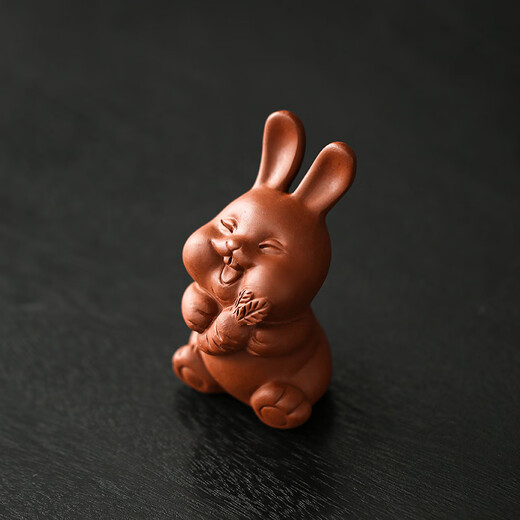 Yuxuan 12 Zodiac Signs Purple Clay Tea Pet Hands Can Be Raised as Office Home Furnishings Fine Ceramic Tea Pet Accessories SL-Purple Clay Twelve Zodiac Signs (Rabbit) Red Clay