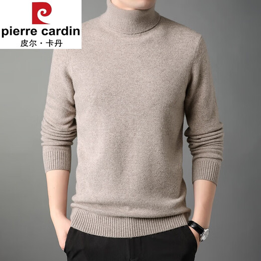 Pierre Cardin 100% pure wool sweater men's turtleneck winter thickened warm sweater base layer large size turtleneck knitted wool sweater turtleneck/black M 165 recommended 90-120Jin Jin equals 0.5 kg