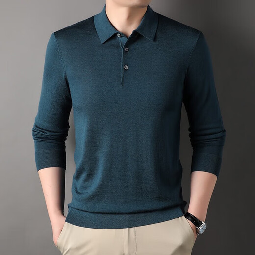 NOSSKISS luxury high-end brand wool sweater men's pure wool sweater men's spring and autumn thin knitted business polo bottoming shirt navy blue gift box 3XL 190 suitable for 180-200Jin Jin equals 0.5 kg