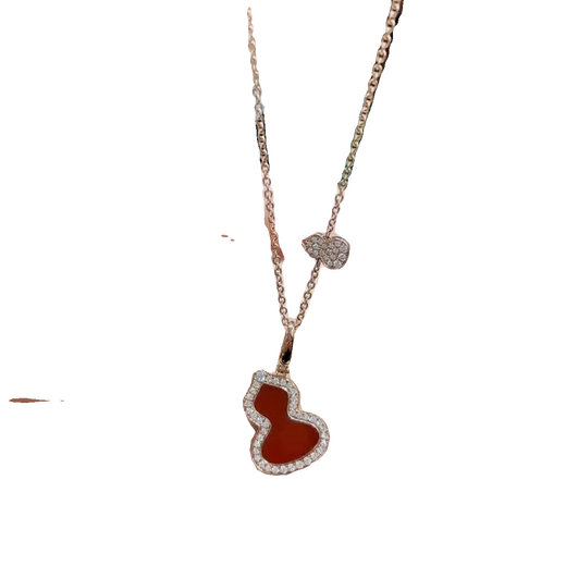 Slightly gifted high version of the Kirin double gourd necklace for women sterling silver plated 18k gold red agate green emerald Fulu gourd pendant necklace red agate
