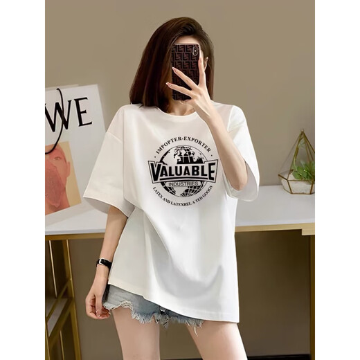 Mit reiner Yishion Koreaner Version von Fat MM ApricoT Pure Cotton Kurzärmelte T-Shirt für Frauen 2025 Neue Sommer große, schlampige Schulter halbärmelte Top Trendy 1047# Dunkelgrau [reines Baumwoll] XL [Empfohlen 135-155jin [Jin gleich 0,5 kg]]