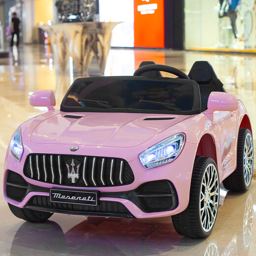 No Angel's new large children's electric car four-wheeled double remote-controlled off-road vehicle male and female baby charging stroller pink four-drive 12v7A Bluetooth early education independent double seat + remote control + swing / self-driving