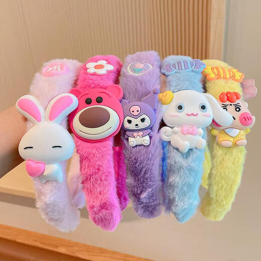 Suyi Embroidered Children's Strawberry Bear Headband 2024 New Girls' Plush Headband Does Not Strap Cute Baby Hairpin Girl's Hairband Love Rabbit Headband