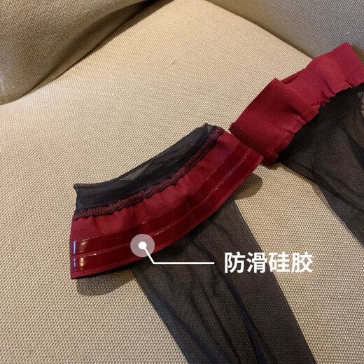 Langsha red-edged black stockings, feminine over-the-knee socks, summer ultra-thin contrasting color half-cut pure lust thigh stockings, 1 each in red and black