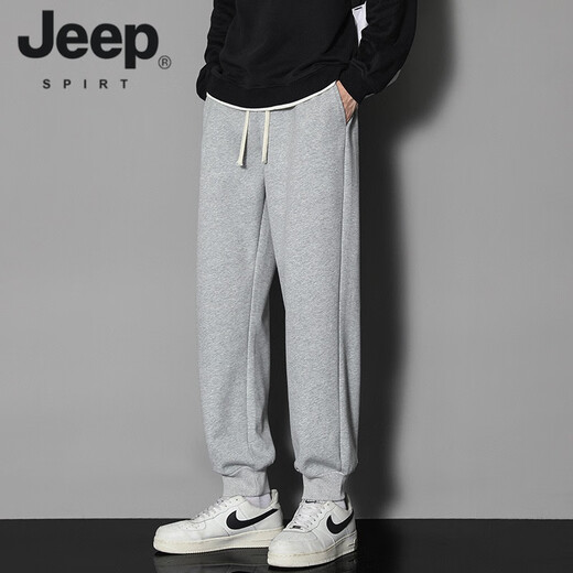 JEEP SPIRIT2025春秋季新款潮牌宽松直筒阔腿卫裤男款运动休闲百搭长裤子男 长款 826 黑色 (90-115) M
