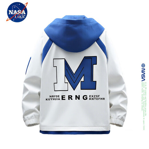 NASALIKE official hooded casual jacket men's autumn and winter vacation two-piece loose baseball uniform versatile men's assault top white XL (recommended 140-160Jin Jin equals 0.5 kg)