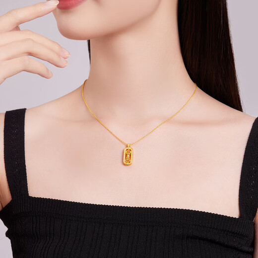 Saifeir's birthday gift 18K gold pendant for women, fashionable and sparkling ancient vajra pestle for girlfriend single pendant
