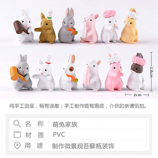 Japón y América New Lindo Simulación Adornos de conejo Mini Animal Modelo Doll Cartoon Micro Paisajismo Suculento Figura de muñeca Caja de regalo Conjunto de conejo Lindo Conjunto de conejo