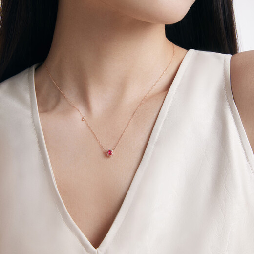 Chow Tai Fook ENZO shopping mall same style 18K gold ruby diamond necklace for women 45cm EZV8336
