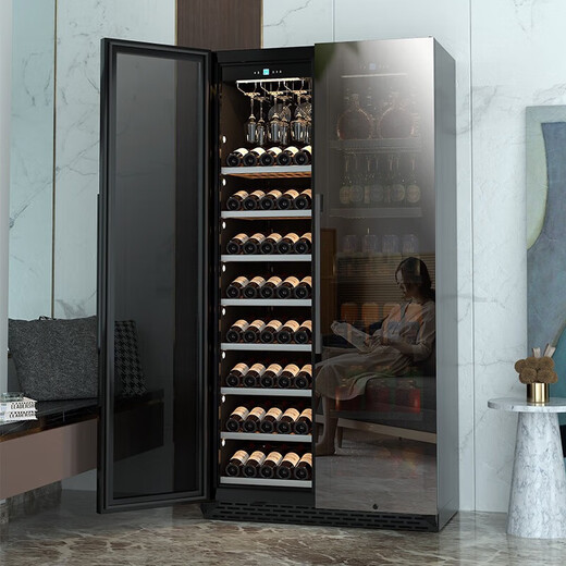 BAIKAILUN variable frequency wine cabinet dual temperature constant temperature red cabinet home living room ice bar office tea refrigerator double door office thin zero embedded bench embedded freezer embedded glass refrigerator mirror dual temperature fully equipped with 274 bottles thin section