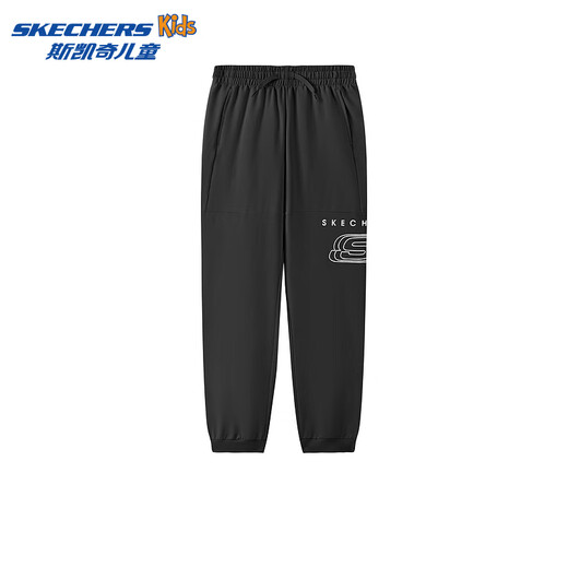 Skechers斯凯奇童装春秋男女童束脚长裤儿童休闲时尚运动裤子L225K066 碳黑/0018 150