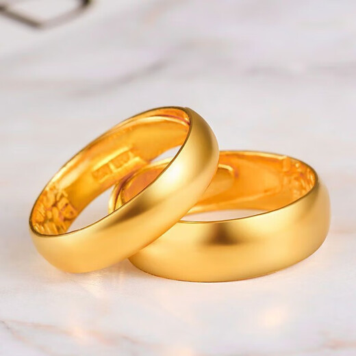 AYD Old Phoenix Gold Store Model Gold Smooth Ring Gold-clad Silver 999 Pure Gold Pure Silver Plain Ring Live Ring for Your Lover Smooth Live Ring Comes with Saturday Blessing Gift Box + Certificate Invoice