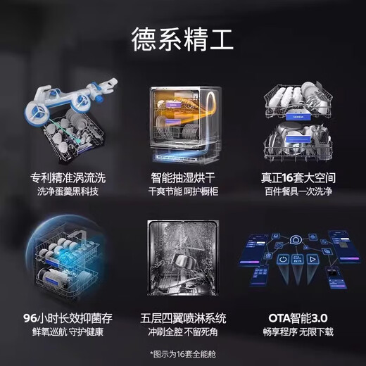 SIEMENS 15+2 sets of large-capacity independent embedded intelligent door-opening drying five-star sterilization, sterilization and disinfection dishwasher with first-class water efficiency SJ23EB24KC