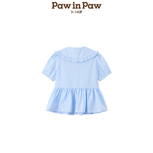 PawinPaw shopping mall same style cartoon bear children's clothing 25 spring and summer new girls lapel short-sleeved shirt Blue blue/50 120