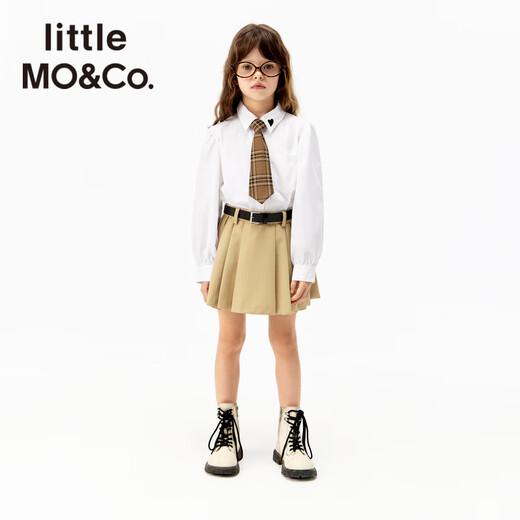 Little MO&Co. children's clothing 25 spring new style girls college style pure cotton long-staple cotton long-sleeved shirt shirt white 140 140/68