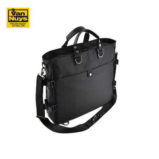 VanNuys/Van Ness Japanese imported light luxury men's briefcase business high-end fashion portable briefcase shoulder bag N183 (black) large bag 16 inches