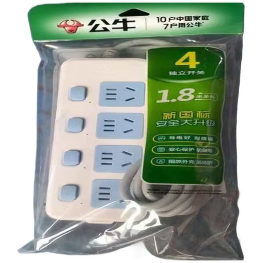 Bull sub-control plug-in strip independent switch plug-in board 1.8 meters 4 independent switch plug-in positions 315 (B) unit
