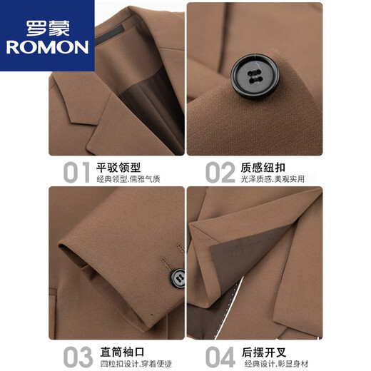 ROMON casual suit suit for men, versatile coat style, Korean style business formal attire, handsome little suit top, new product, blue and gray three-piece suit (top + shirt + pants) M Weight -115Jin Jin is equal to about 0.5 kg