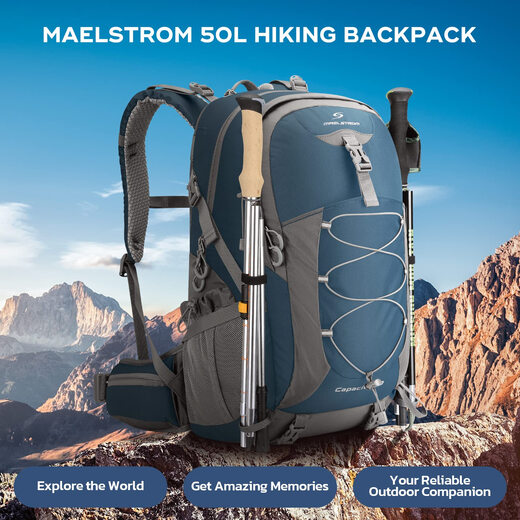 Maelstrom Outdoor Hiking Backpack 40L Nylon Waterproof Mountaineering Bag Lightweight Travel Backpack 40L Blue 40I