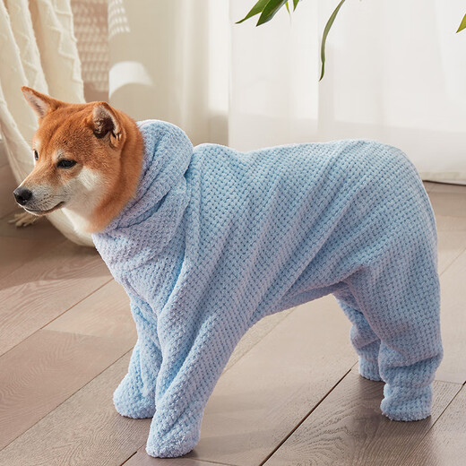 Pet absorbent towel small and medium-sized dog bathrobe dog Shiba Inu Corgi dog soft quick-drying clothes pet supplies L size recommended 13-20Jin Jin equals 0.5 kg pet