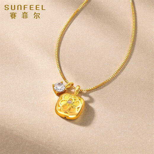 Saphire 18K gold pendant for women brushed small sugar cube pendant moissanite sugar cube pendant for birthday gift brushed small sugar cube pendant