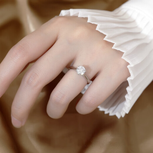 Mooleeca classic six-claw platinum cultured diamond women's ring 50 points DE color VS wedding gift for girlfriend and wife No. 11