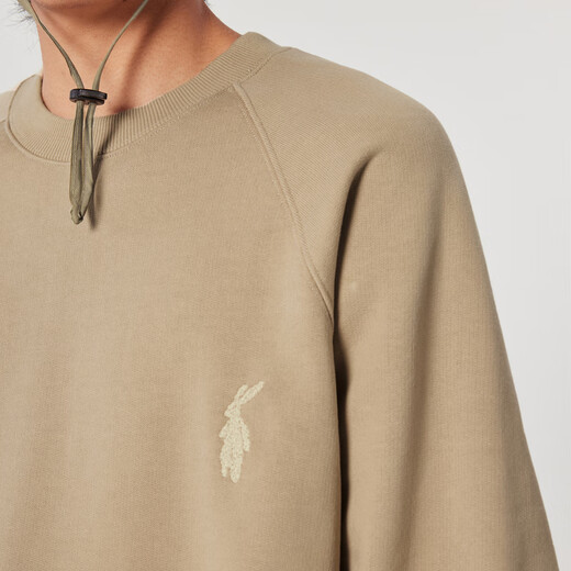 速写男装春秋新款卫衣男简约刺绣套头运动宽松圆领休闲上衣 273纸卡其 L