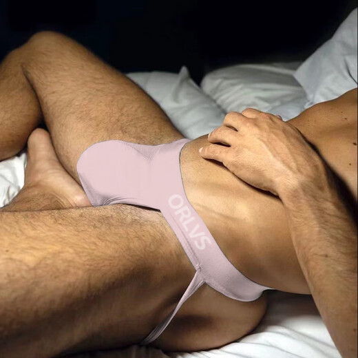 ORLVS Men's Underwear Men's T-Pants Modal Sexy Low-Waist Double T-Pants Buttock Raising Back Free T-Pants Muscular Male 0 Pink/Pink XL