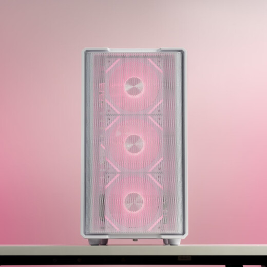 半岛铁盒（PADO）W6白色MESH网孔散热机箱 （支持MATX主板/玻璃侧透/钢网面板/独立电源仓/防尘网/支持4080显卡）白