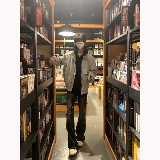 Luyal American trendy retro cleanfit woolen jacket men's spring and autumn versatile high street temperament high-end jacket top Gray L