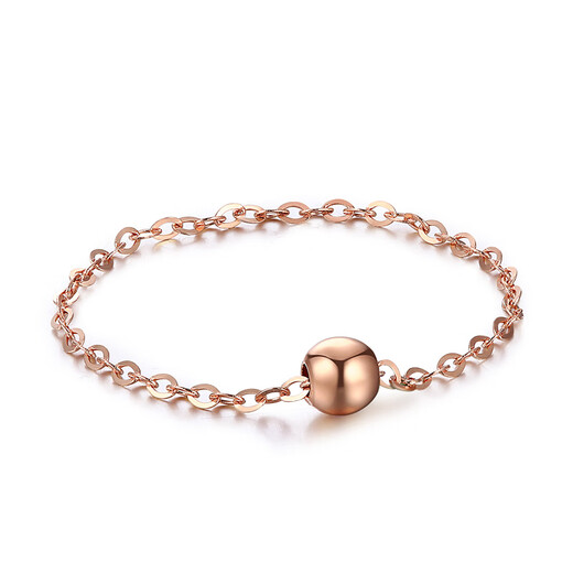 Zhongchi 18K gold ring women's trendy rose gold color gold transfer beads soft chain round beads au750 index finger tail ring thin ring glossy No. 7