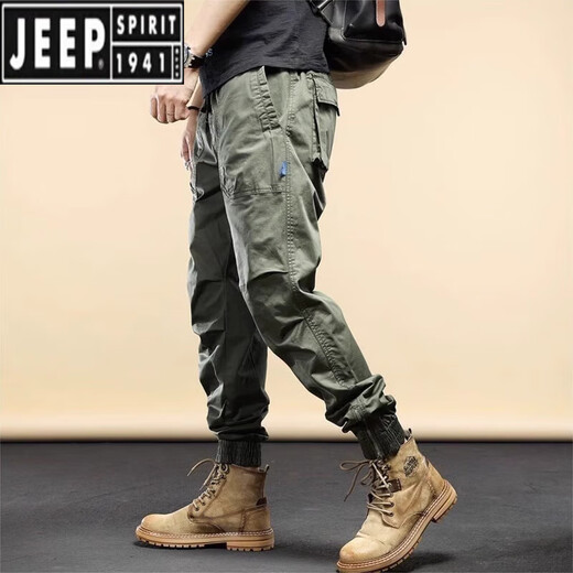 Jeep Spirit American Four Season Pantalones casuales Funcionales de trabajo Funcional Pantalones de camuflaje Men sueltos Pantalones Hombres versátiles versátiles largos JP-679 Khaki [estilo de primavera y otoño] 28