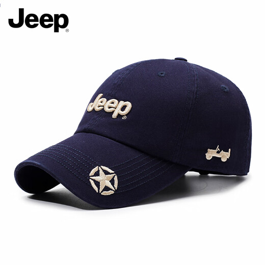 Jeep (JEEP) Hat Men's Baseball Cap Four Seasons Trendy Versatile Peaked Cap Sun Protection Sun Hat Hat Men's and Women's Sun Hat Navy Blue