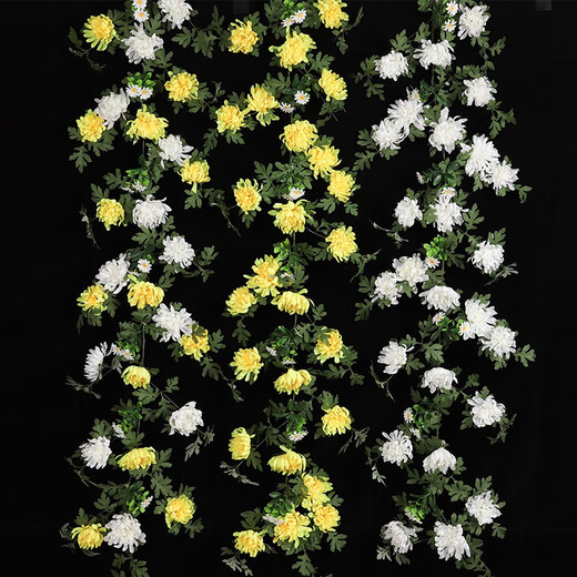 Qingming Festival supplies, simulated chrysanthemum rattan, sacrifice, fake flowers for visiting graves, tombstones, plastic flower chains, silk flowers, eternal chrysanthemum rattan - yellow
