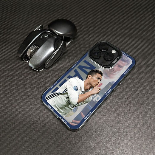 Xinni convient au c coérophe de téléphone mobile Ronaldo Gesture Apple 16pro / 14/13/12/11/15Promax / Anti-Fall 7p / xs Mobile Phone Color Color Silver Cherry Blossom Powder-Cy673c Ronaldo Mobile Phone Gesture Apple 14pro