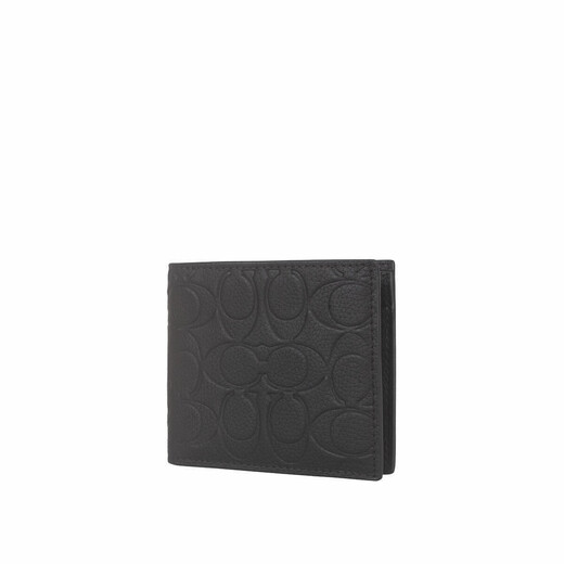 COACH counter style men's leather short wallet official direct Valentine's Day gift black C1232BLK