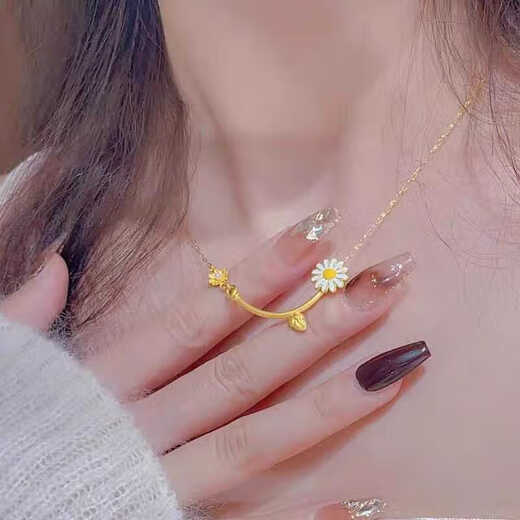 Library selected gold necklace for women 18k color gold clavicle chain 2025 new pure gold gourd imitation gold pendant for girlfriend Fu word gourd necklace
