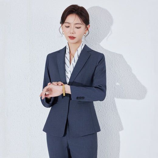 Нефритовый костюм, женский костюм из двух частей, весенне-осенний, серый, высококачественный, для собеседования, официальная деловая одежда, пригородная куртка 8068, серый костюм + брюки 2XL